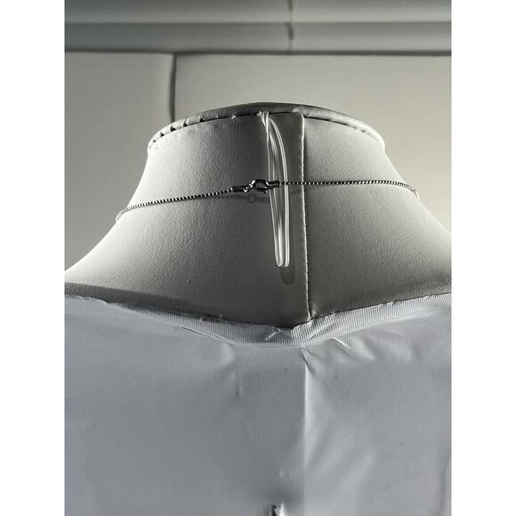 Sterling Silver Necklace 15.25" Ball Chain Clear Quartz Cross Pendant - Picture 10 of 12